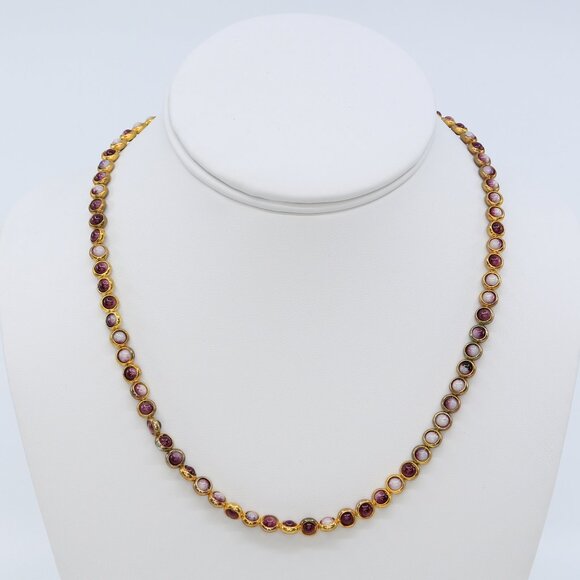 N/A Jewelry - Vintage‎ Gold Toned Choker Necklace With Purple Ombre Beads-UV Light Glow Effect